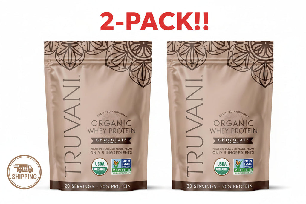 Truvani Organic Whey Protein Powder, Chocolate 2-Pack – 40 Servings Total, 20g Grass Fed Whey Protein per Serving, USDA Organic, Gluten-Free, Non-GMO