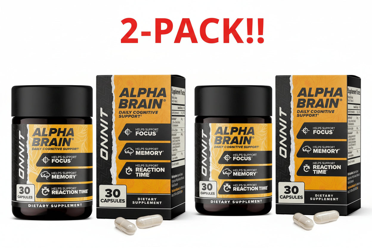 ONNIT Alpha Brain Nootropic Brain Supplement, 2-PACK – 60 Total Capsules for Focus, Memory, and Mental Clarity with L-Theanine and Vitamin B6