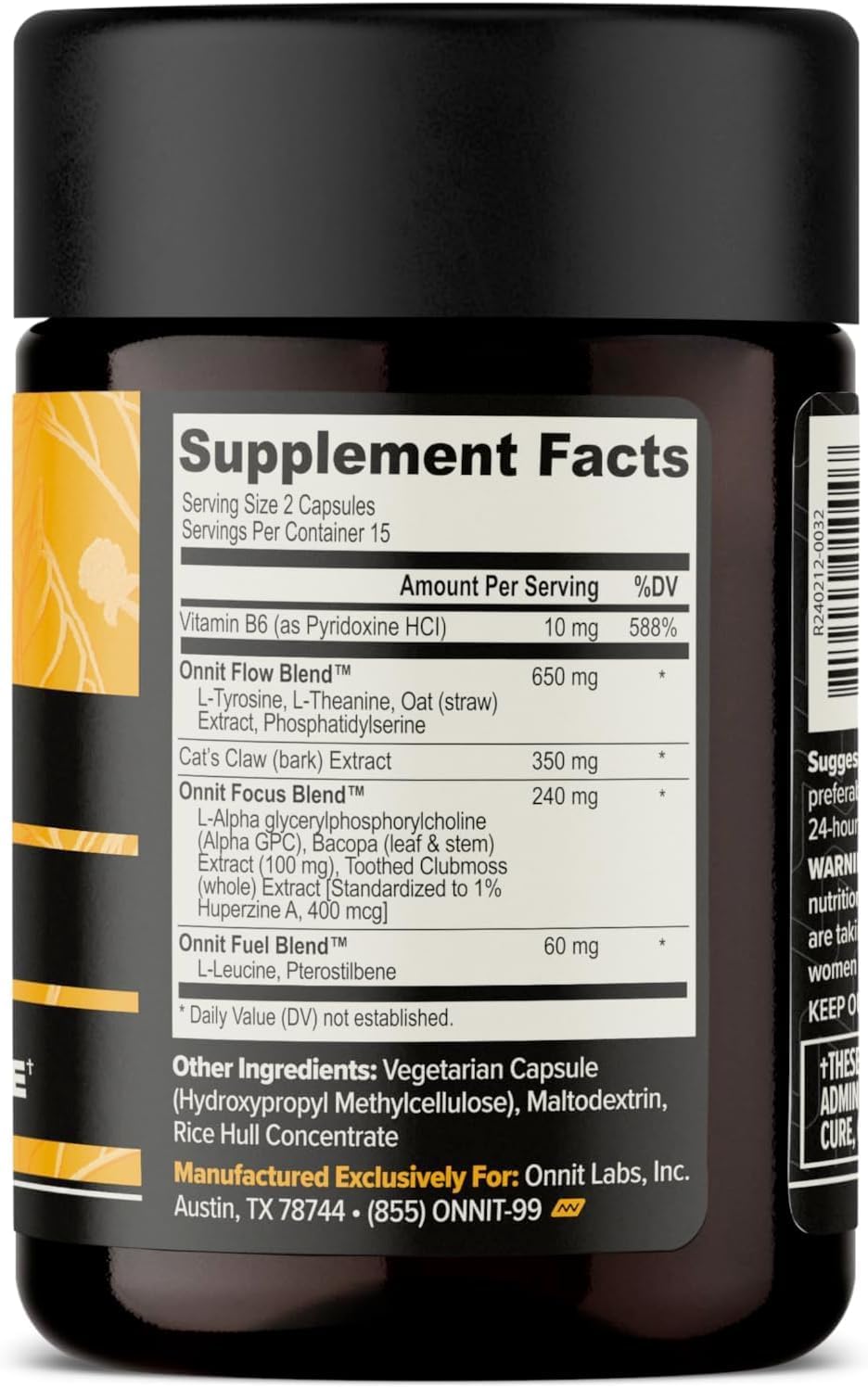 ONNIT Alpha Brain Nootropic Brain Supplement, 2-PACK – 60 Total Capsules for Focus, Memory, and Mental Clarity with L-Theanine and Vitamin B6