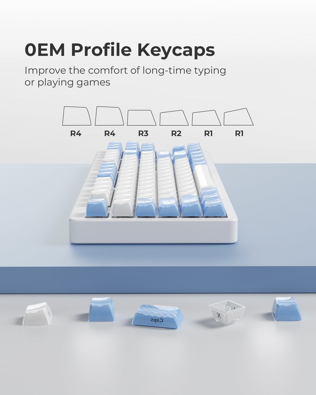 XVX Magic Wave Series OEM Profile Side-Print Ice-Cube Keycap Set (136-Key)