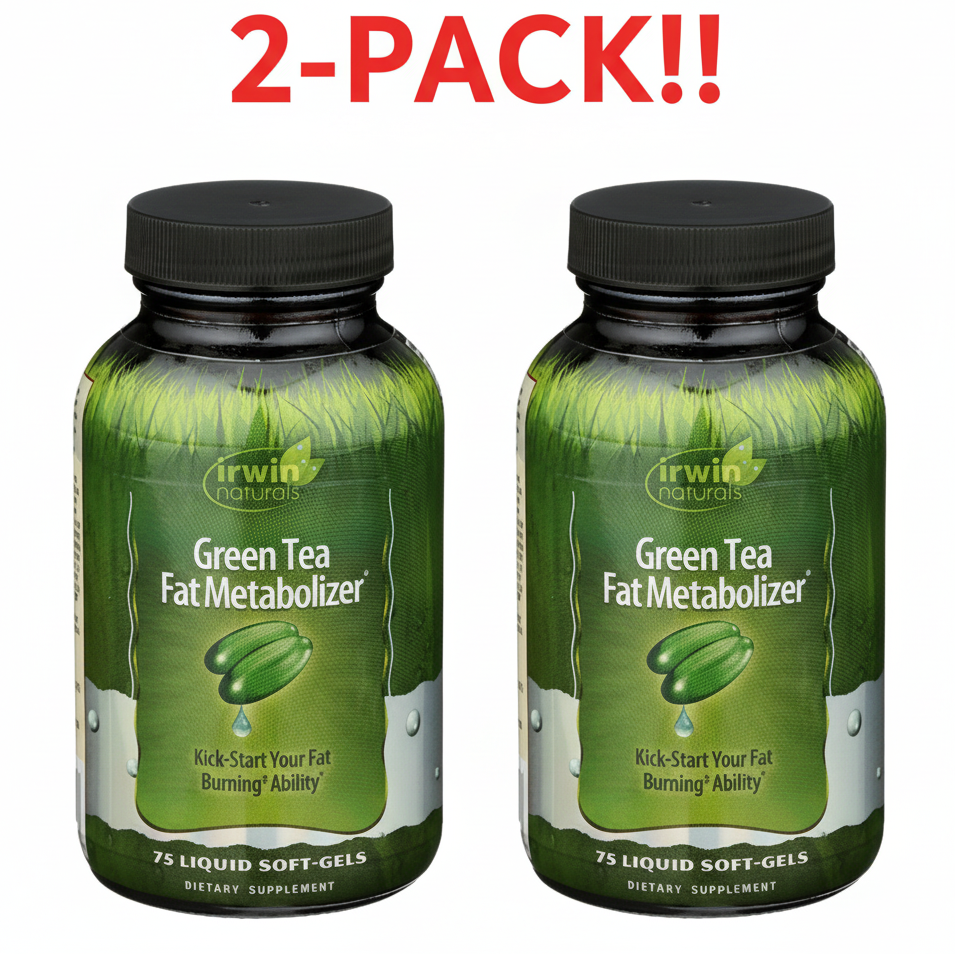 Irwin Naturals Green Tea Fat Metabolizer 75 Liquid Soft-Gels 2Pack! 150 Soft-Gels Total