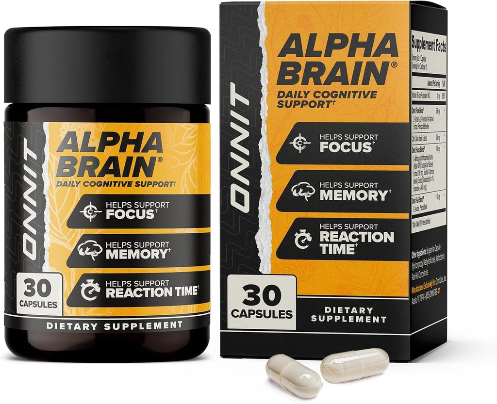 ONNIT Alpha Brain Nootropic Brain Supplement, 30 Count – Focus, Memory, and Mental Clarity Capsules with L-Theanine and Vitamin B6