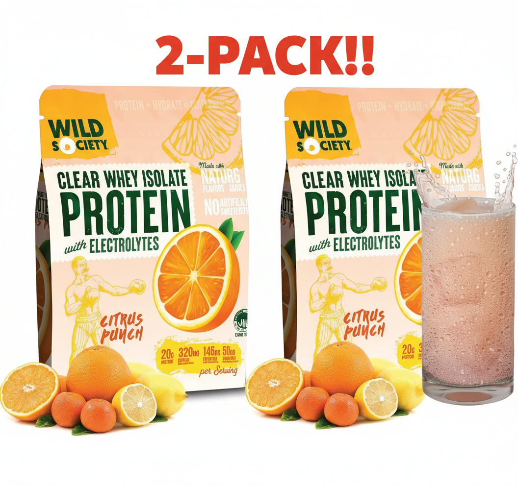 Wild Society Clear Whey Isolate With Electrolytes Citrus Punch 16oz 454g 2Pack! 32oz Total
