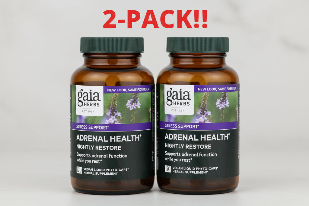 Gaia Herbs Adrenal Health Nightly Restore 120 Phyto-Capsules  2Pack! 240 capsules Total