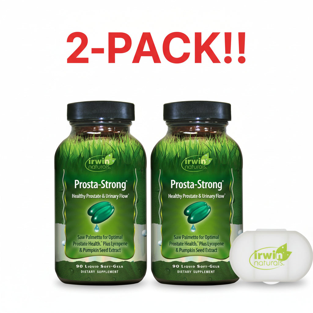 Irwin Naturals Prosta-Strong  90 Liquid Soft-gels with Travel Pill Cases 2Pack! 180 Soft-gels Total