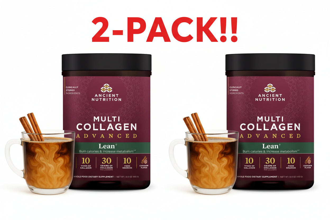 Ancient Nutrition Advanced Multi Collagen Protein Lean, Cinnamon Flavor Double Pack! – Metabolism & Muscle Support with Probiotics (Two 15.9 oz Tubs, Cinnamon)