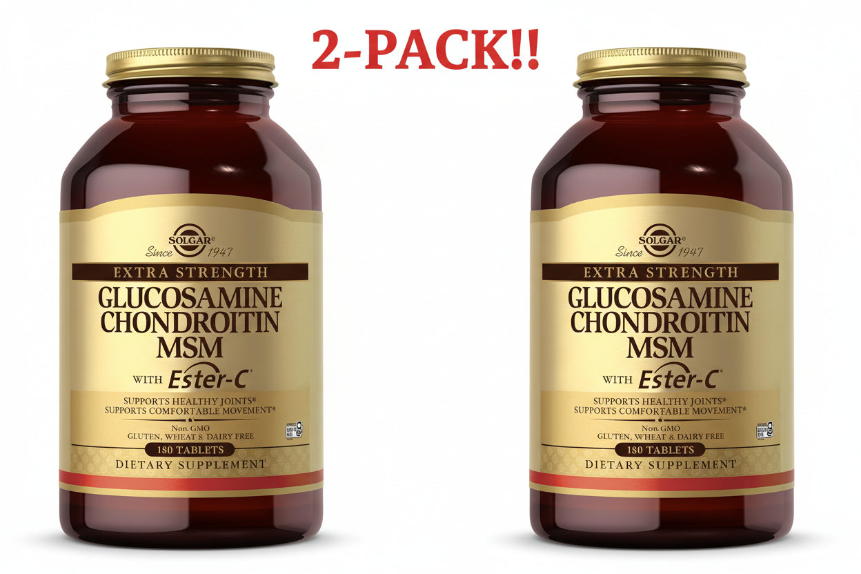 Solgar Extra Strength Glucosamine Chondroitin MSM with Ester-C, 180 Tablets (60 Servings) – Double Pack!