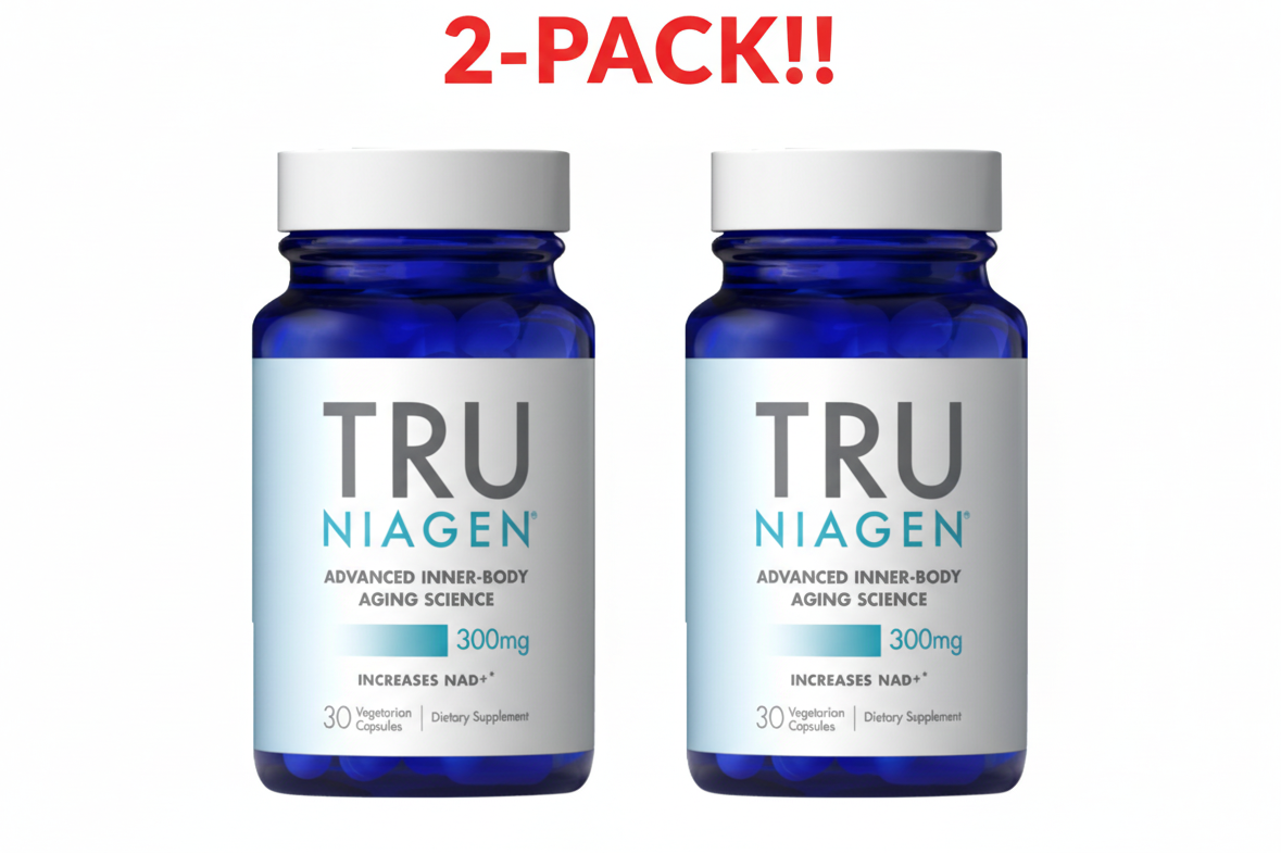 Tru Niagen Patented NAD+ Supplement Double Pack! – 300mg Nicotinamide Riboside for Cellular Energy & Anti-Aging (60 Capsules Total, Unflavored)