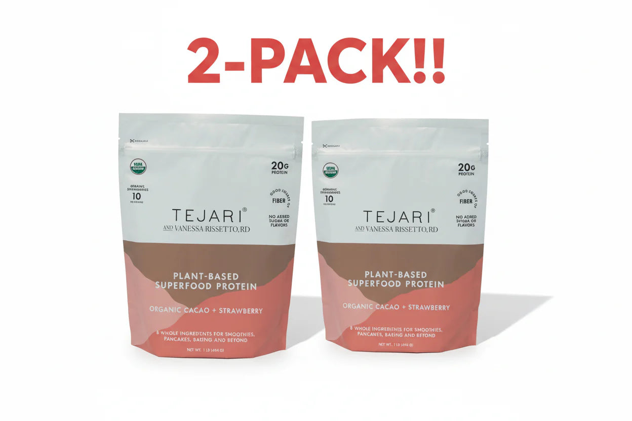Tejari Organic Cacao + Strawberry Plant Protein Powder - 16 oz (1 lb / 454g) - Double Pack!