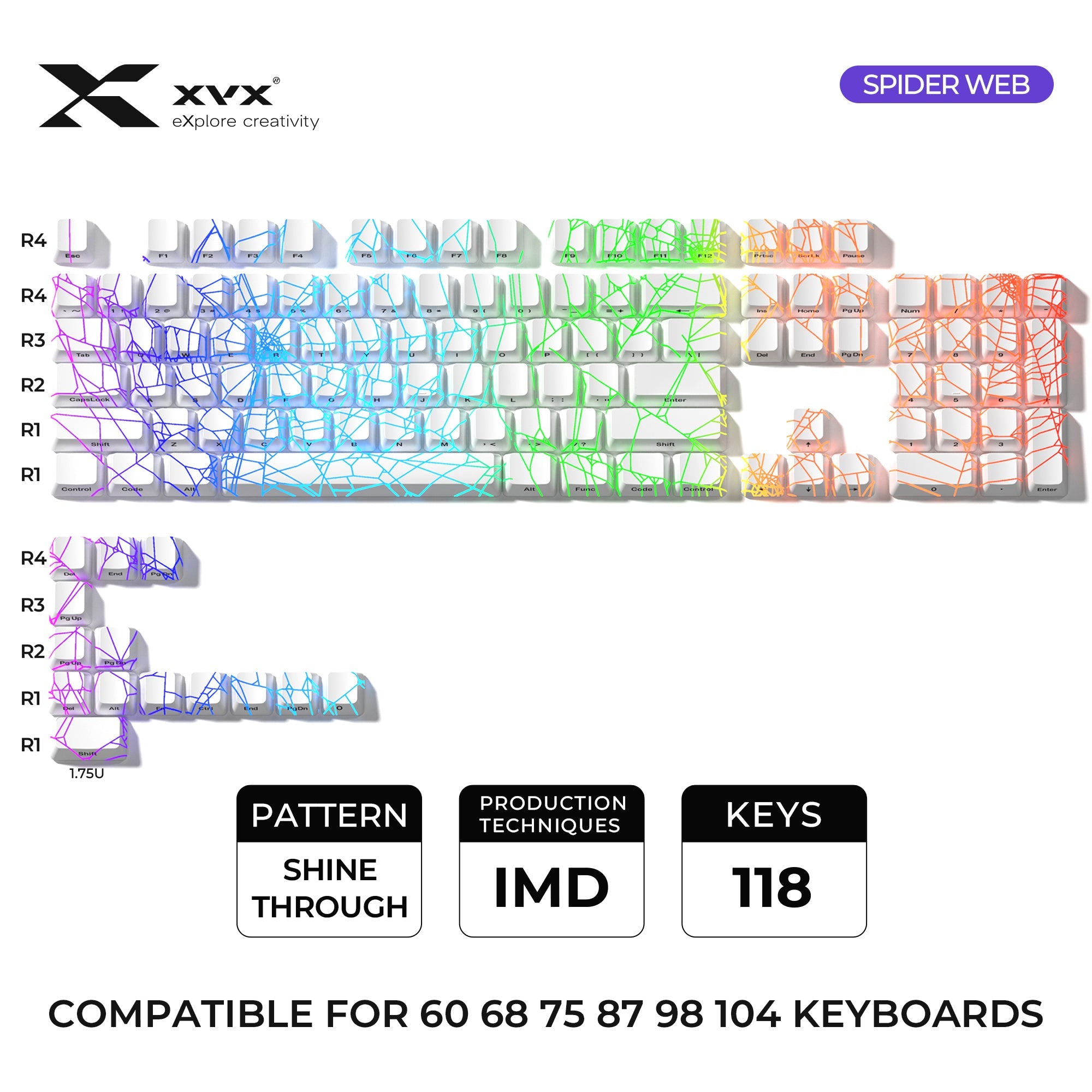 XVX  SPIDER WEB Version Pattern OEM Profile IMD-Tech Keycap Set