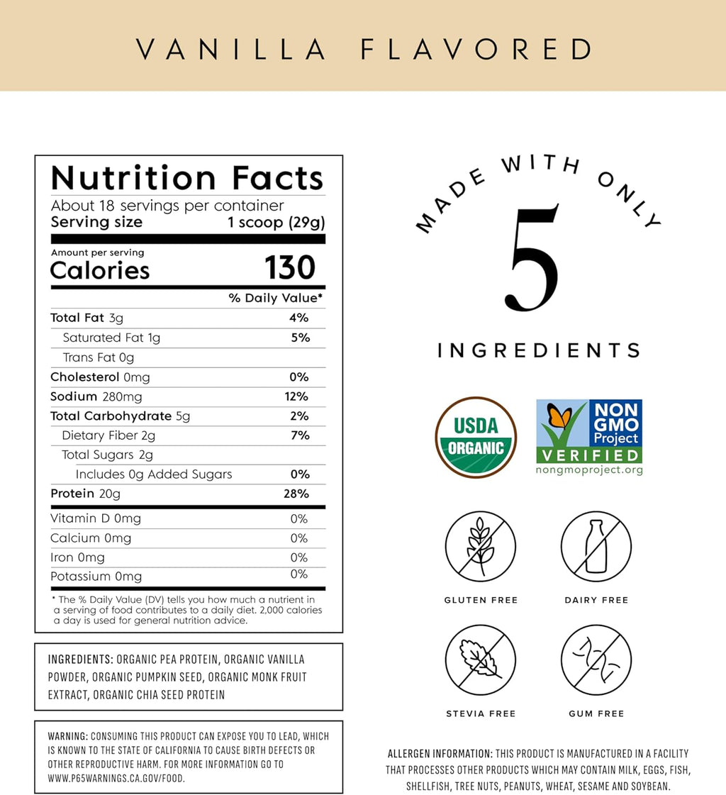 Truvani Organic Vanilla Vegan Pea Protein Powder Double Pack! – 20g Plant Based Protein – 36 Total Servings (18ct x 2) – Plus Available DISCOUNTS!!
