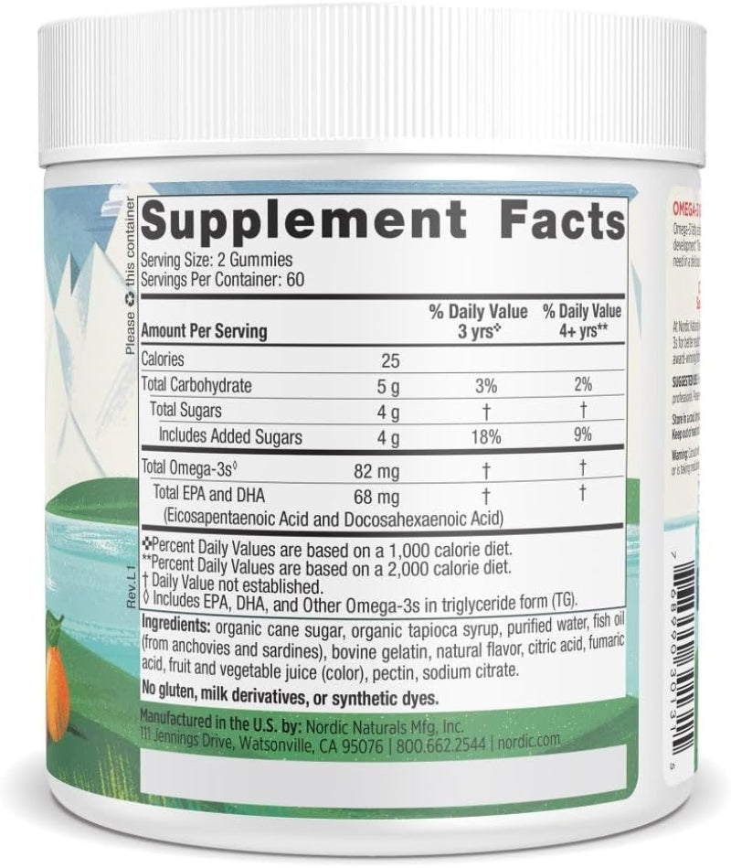 Nordic Naturals Nordic Omega-3 Gummies 2-Pack - 240 Count Total - Tangerine Flavor - 82 mg Omega-3s with EPA & DHA - Non-GMO - 120 Total Servings
