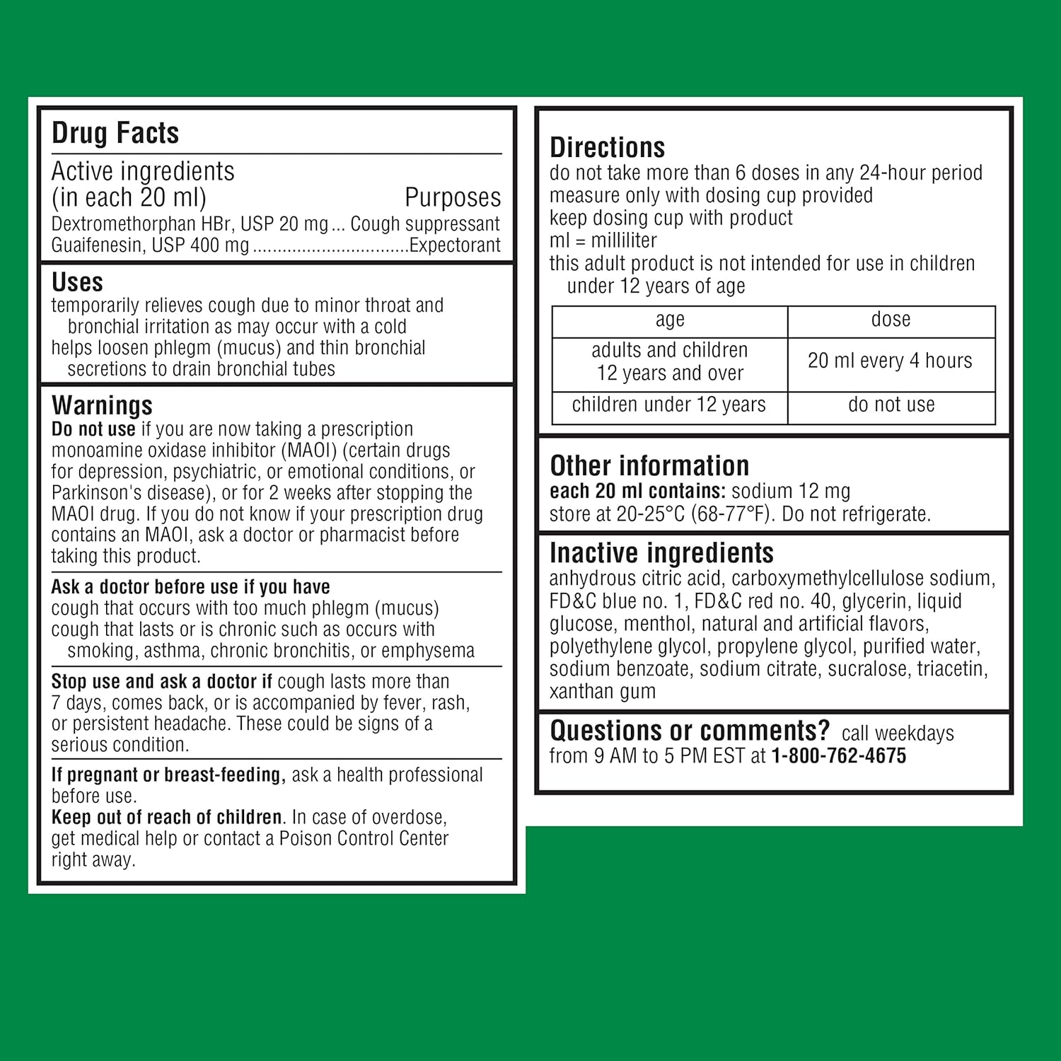Robitussin Adult Maximum Strength Cough + Chest Congestion DM Max, 3-Pack (24 fl oz Total), Raspberry Flavor Liquid Expectorant and Suppressant