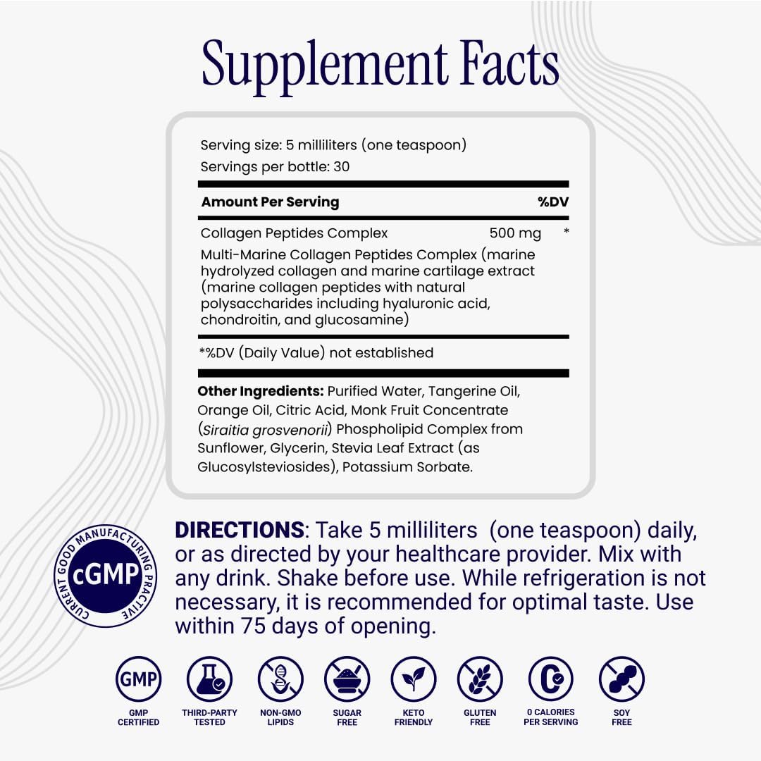 Rho Nutrition Liposomal Collagen Peptides - High-Absorption Liquid Supplement for Skin Elasticity, Joint Health & Healthy Aging - 5 fl oz