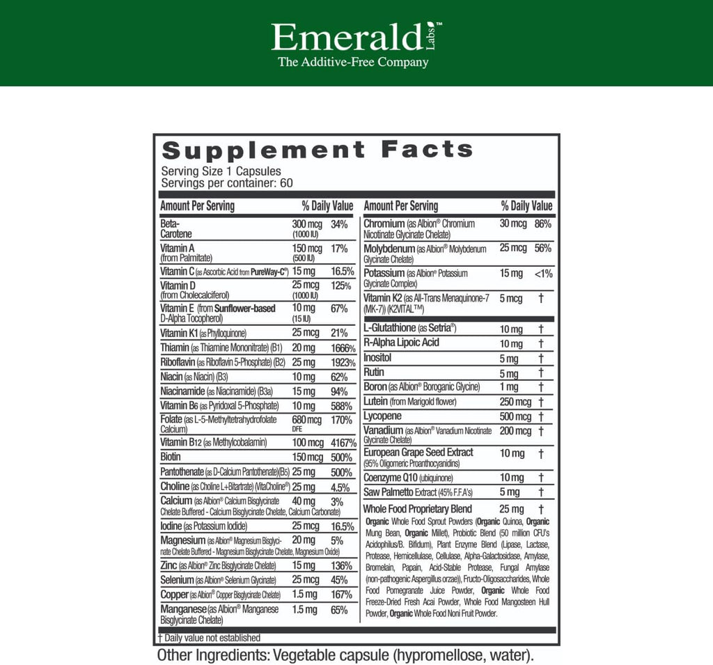Emerald Labs Men's 45+ Unflavored 60 Capsules 2Pack! 120 Capsules Total