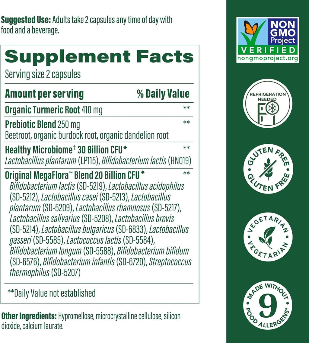 MegaFood MegaFlora Turmeric 60 Capsules 2Pack! 120 Capsules Total
