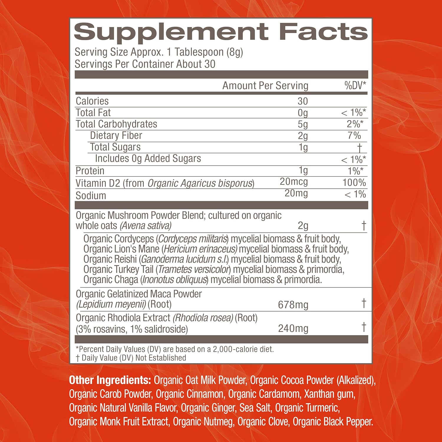 Om Mushroom Superfood Morning Energy Blend 2-Pack - Caffeine-Free Powder with Cordyceps & Lions Mane - Two 8.47 oz Bags (16.94 oz Total)