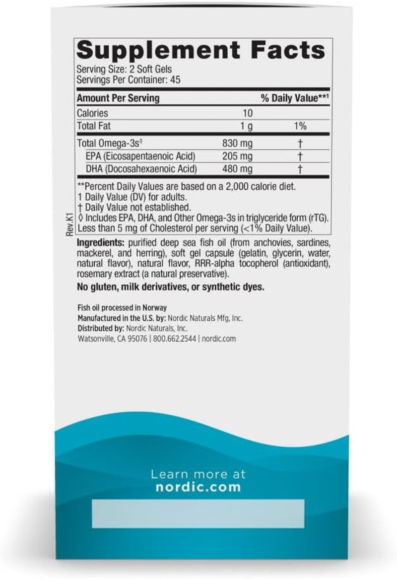 Nordic Naturals Ultimate Omega 2X Fish Oil (2-Pack) - 120 Soft Gels Total, 2150mg Omega-3s, High-Potency Wild-Caught EPA & DHA, Lemon Flavor