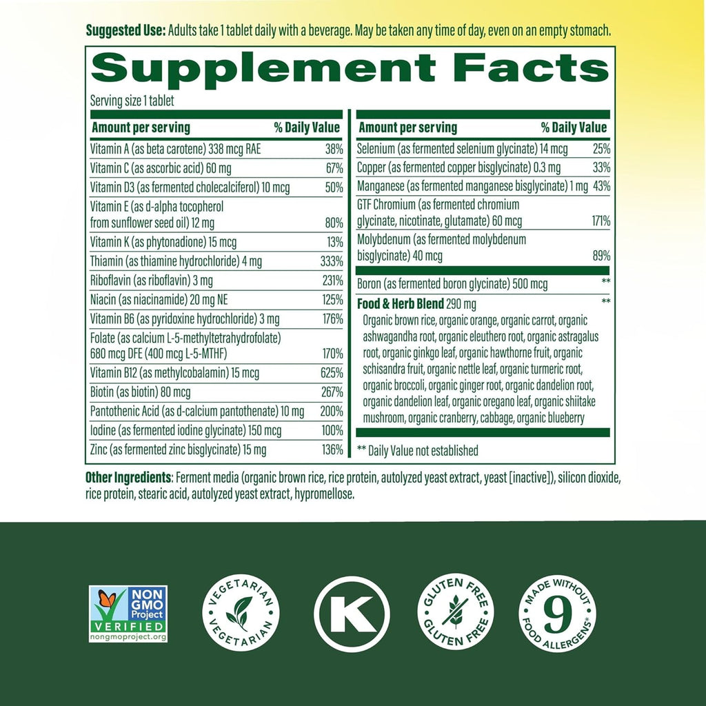 MegaFood Multivitamin for Men 40+ One Daily - 60 Tablets - Methylated B12 & Zinc