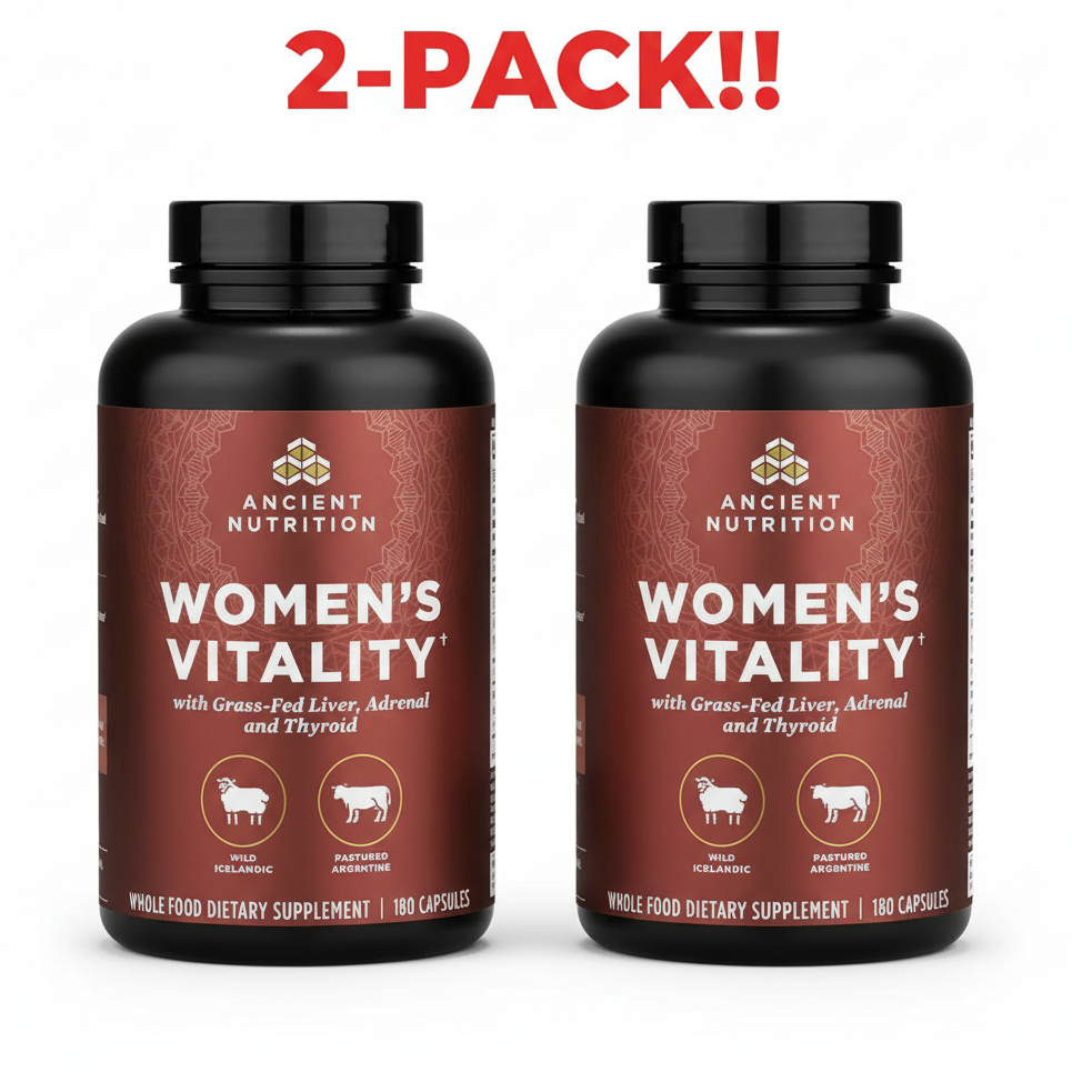 Ancient Nutrition Women's Vitality (2-Pack) | Grass-Fed Liver, Adrenal & Thyroid Support | 360 Total Capsules | Value Bundle