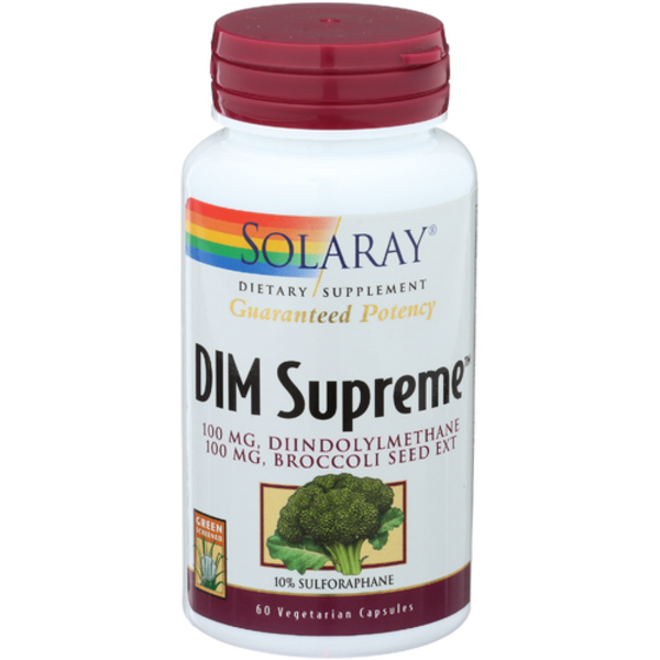 Solaray DIM Supreme 100mg Supplement, 60 VegCaps, Diindolylmethane with Broccoli, Spinach, and Kale for Estrogen Balance & Hormone Support