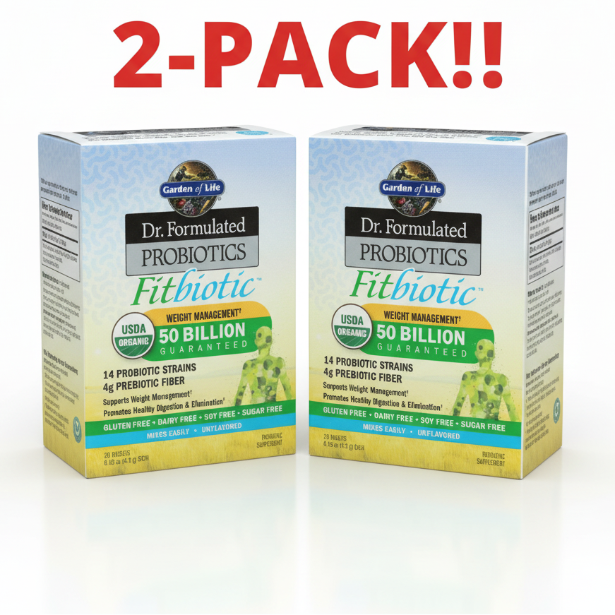 Garden of Life Dr. Formulated Fitbiotic Powder, 20 Packets 2 Pack! 40 Packets Total