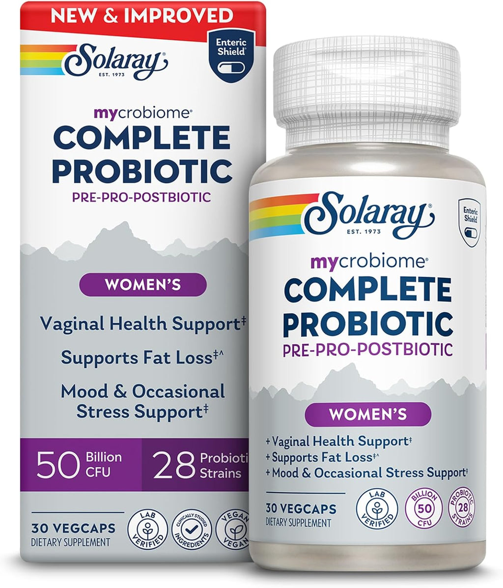 Solaray Mycrobiome Complete Probiotic Women’s Formula – 50 Billion CFU Vaginal & Immune Support (30 VegCaps, Unflavored)