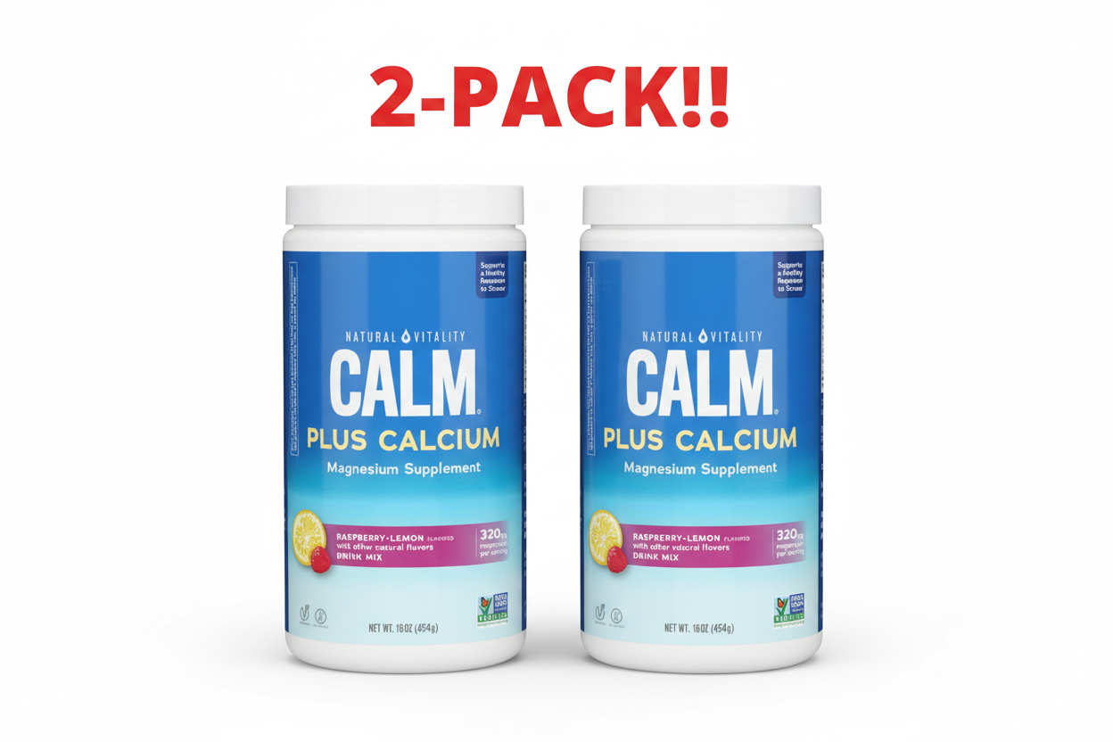 Natural Vitality Calm Plus Calcium  Raspberry Lemon Powder  16 oz 2Pack! 32 oz Total