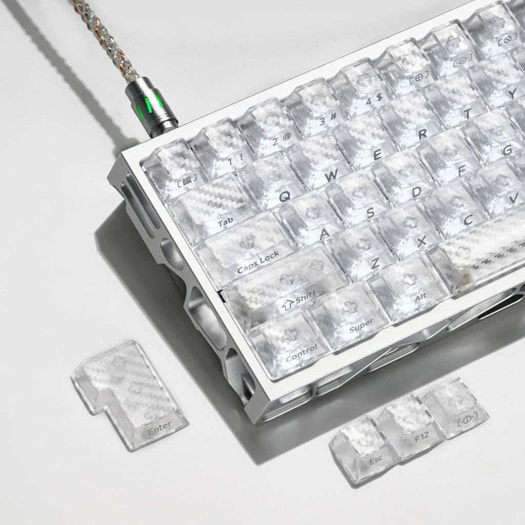 XVX Carbon Fiber Textured Cherry Profile PC Keycap Set
