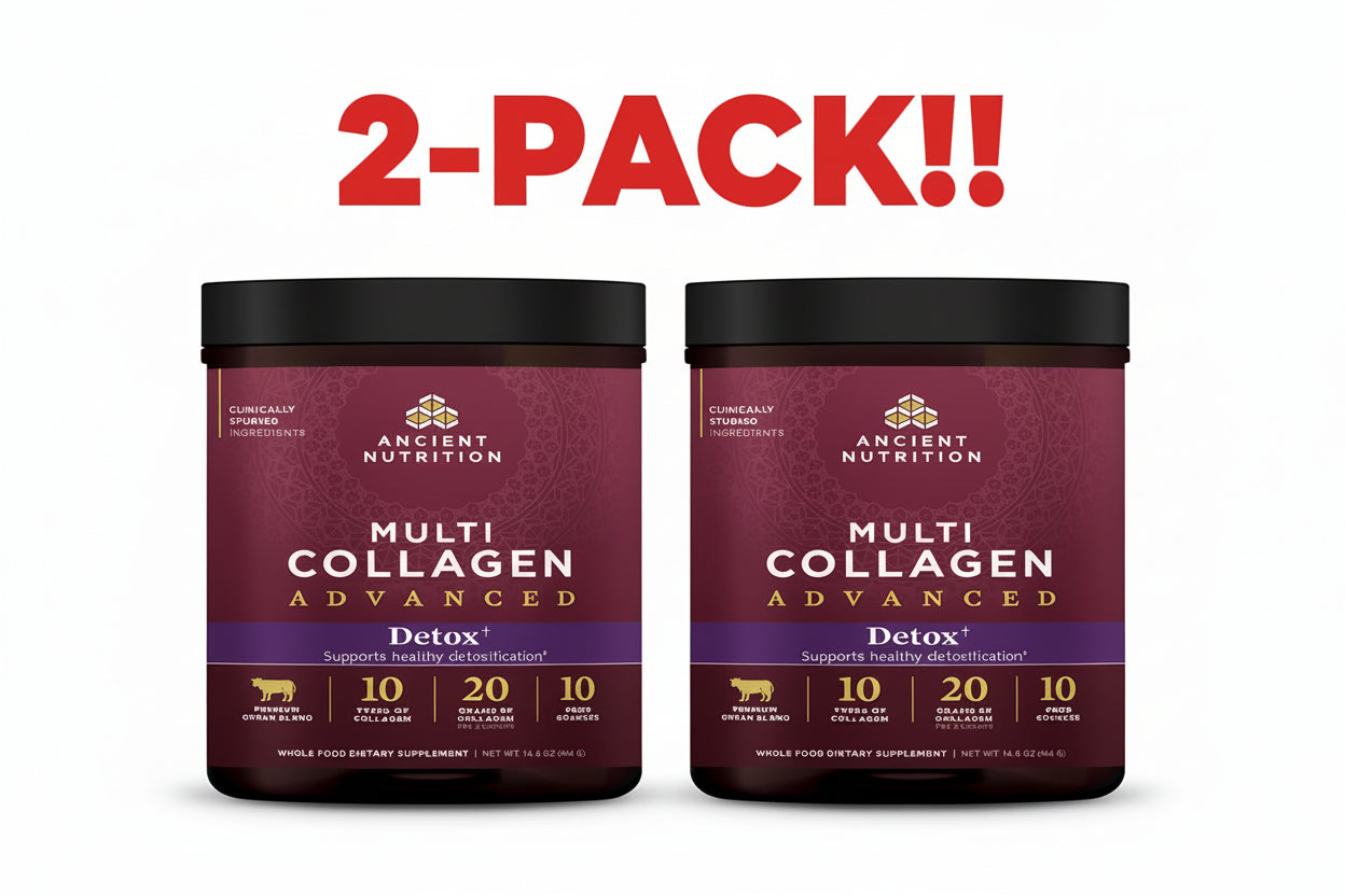 Ancient Nutrition Multi Collagen Protein Detox Powder Unflavored 17.5oz 2 Pack! 72 Servings Cleanse & Detox