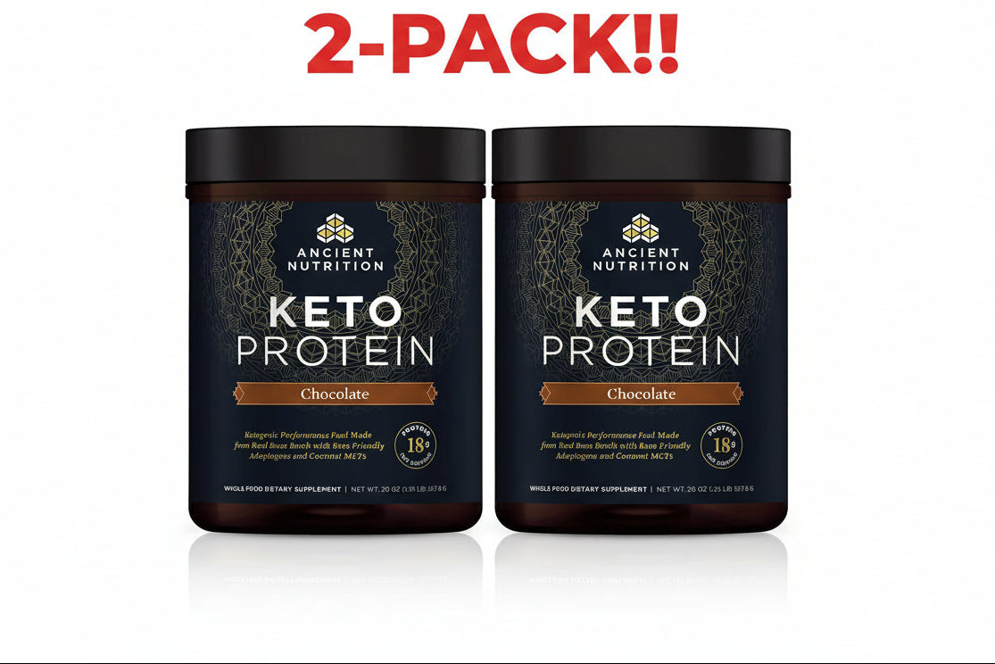 Ancient Nutrition Keto Protein Powder Chocolate Flavor 1.25lbs each 2 Pack!- 34 Servings (Two 1.5lbs Tubs)