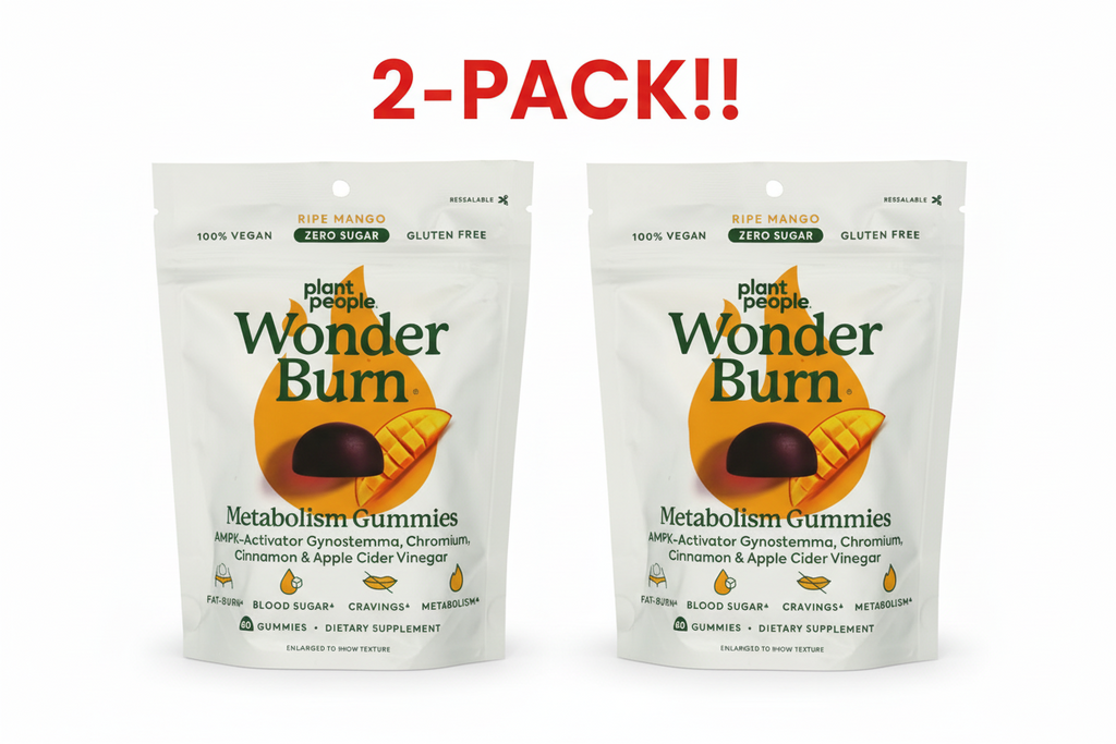 Plant People WonderBurn Metabolism & Cravings Control Gummies, Ripe Mango, 120 Count (Double Pack!)