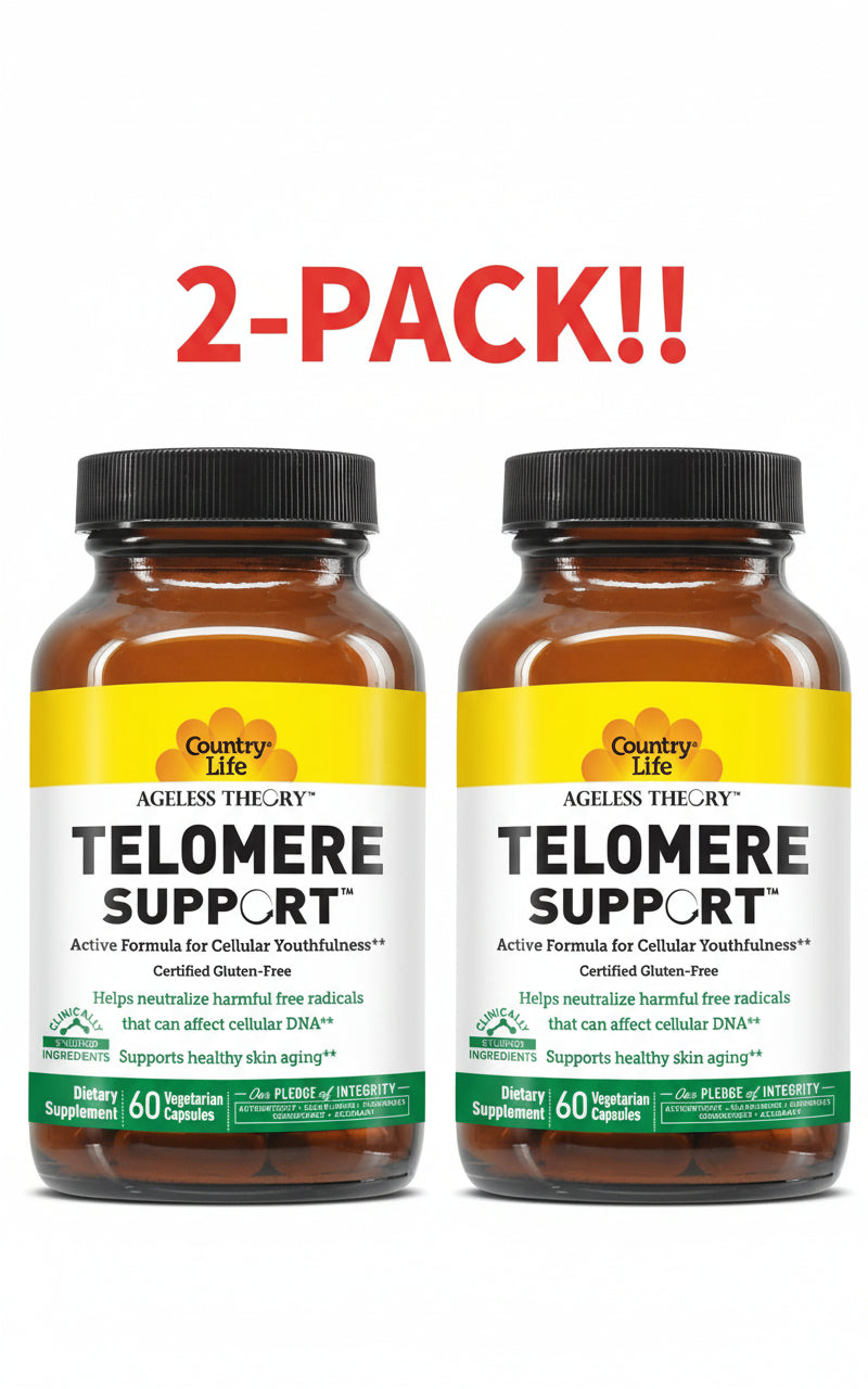Country Life Ageless Theory Telomere Support  Unflavored 60 Capsules 2Pack!  120 Capsules  Total