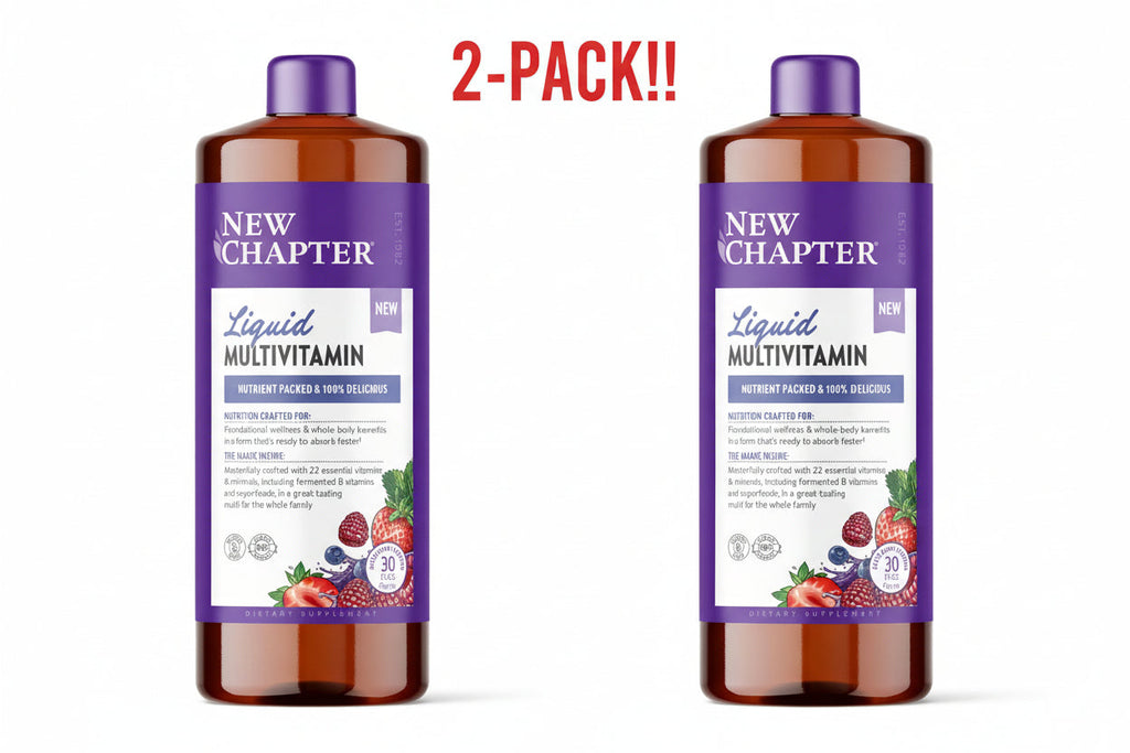 New Chapter Liquid Multivitamin + Mineral Supplement 2-Pack - 60 oz Total - Mixed Berry Flavor - Fast-Absorbing Whole-Body Support for All Ages - Double Value Bundle