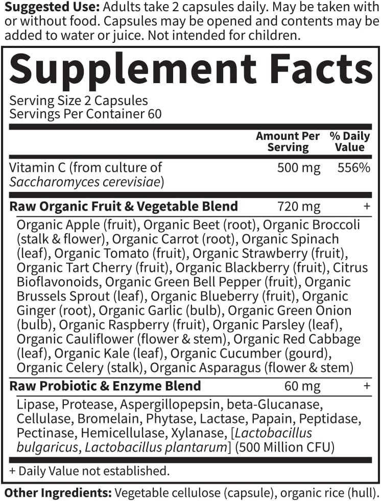 Garden of Life Vitamin Code Raw Vitamin C 120 Vegan Capsules