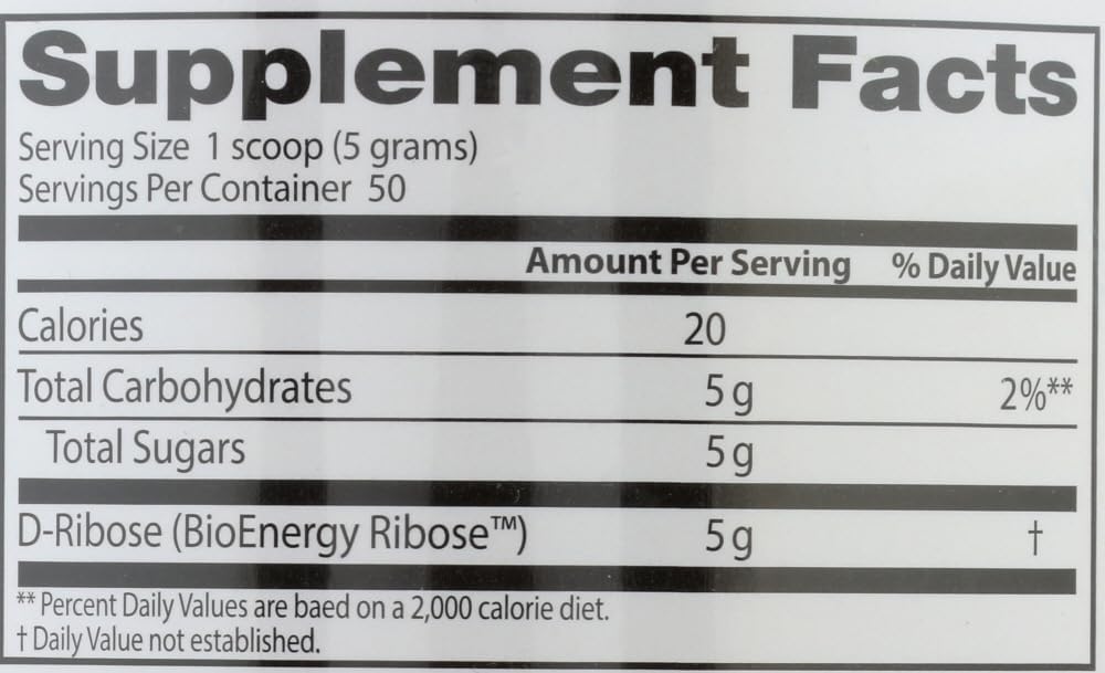 Doctor's Best Pure D-Ribose Powder  with BioEnergy Ribose® Unflavored 8.8oz (250g)