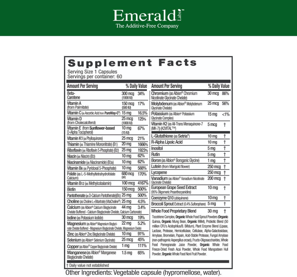 Emerald Labs Women's 45+ Unflavored 60 Vegetable Capsules 2Pack! 120 Capsules total