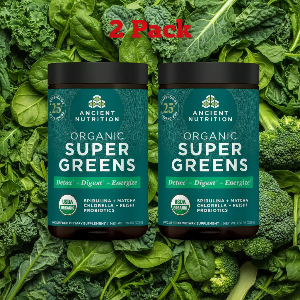 Organic SuperGreens Powder - 7.05 oz 2-Pack (40 Servings) USDA Certified
