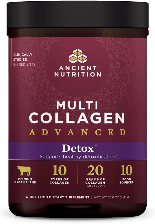 Ancient Nutrition Multi Collagen Protein Powder Advanced Detox Unflavored 14.6oz 36 Servings