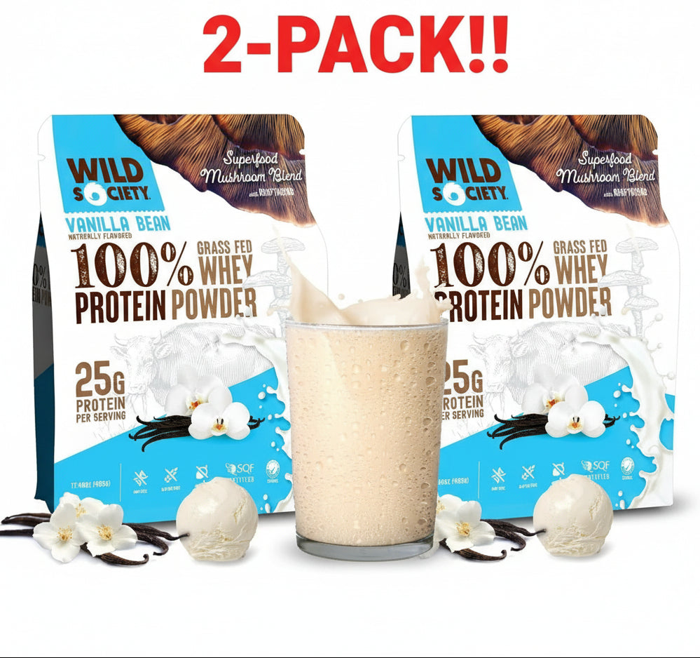 Wild Society Grass Fed Whey Protein Vanilla Bean 17.46 oz 495g 2Pack! 34.92oz Total