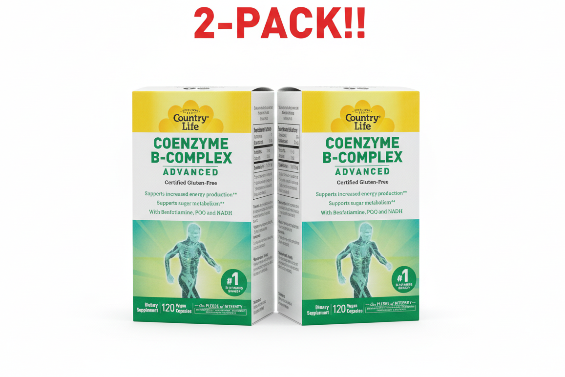 Country Life Coenzyme B-Complex Advanced  120 Vegan Capsules  2Pack! 240 Capsules Total