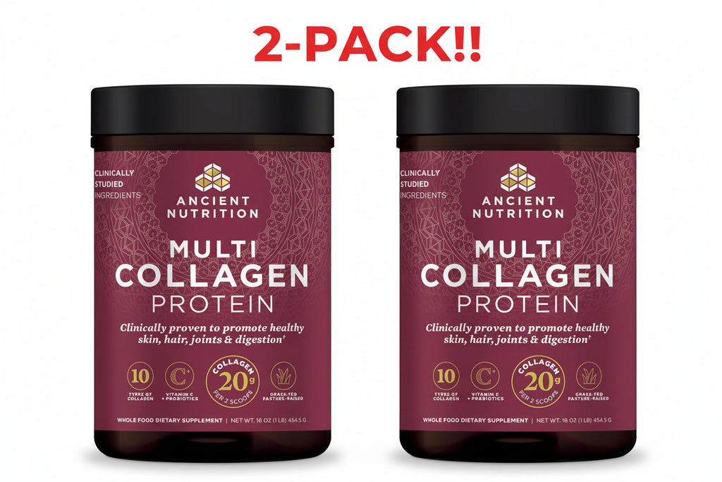 Ancient Nutrition Multi Collagen Protein with Probiotics & Vitamin C, Unflavored, 32 oz (2 x 16 oz) – Double Pack!