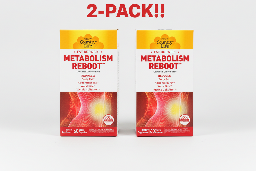 Country Life Metabolism Reboot Fat Burner 60 Vegan Capsules, 2Pack! 120 Capsules Total