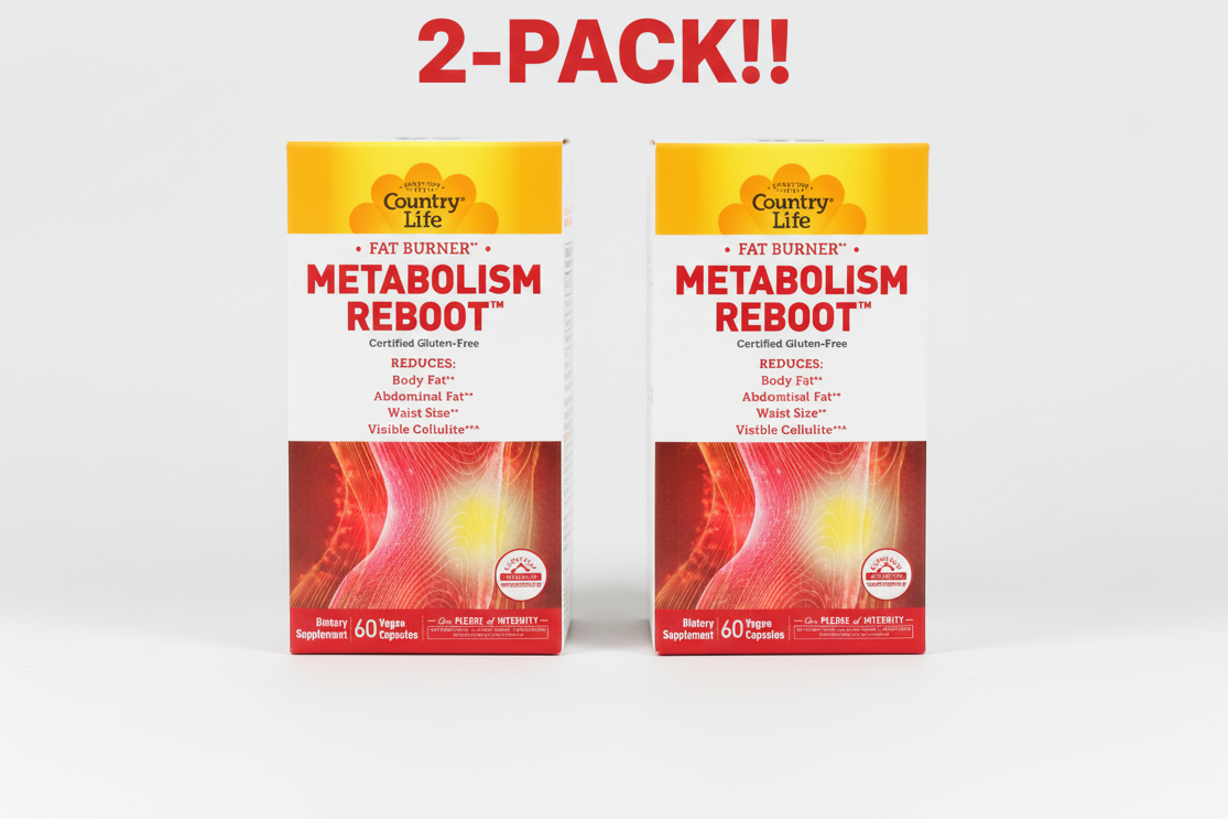 Country Life Metabolism Reboot Fat Burner 60 Vegan Capsules, 2Pack! 120 Capsules Total