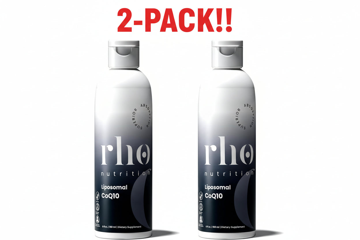 Rho Nutrition Liposomal CoQ10 Liquid (Unflavored) - 6 fl oz (2 x 3 fl oz), 60 Total Servings - High-Absorption Coenzyme Q10 for Heart Health & Energy 2-PACK