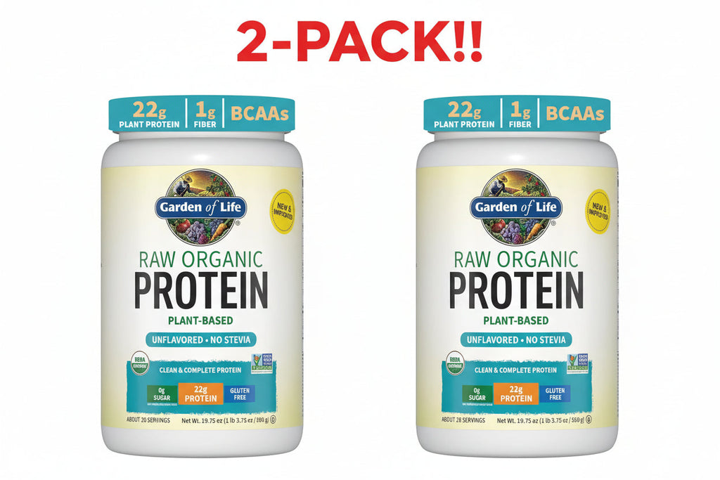Garden of Life Raw Organic Protein Plant Based Unflavored 19.75 oz 2Pack! 39.5 oz Total