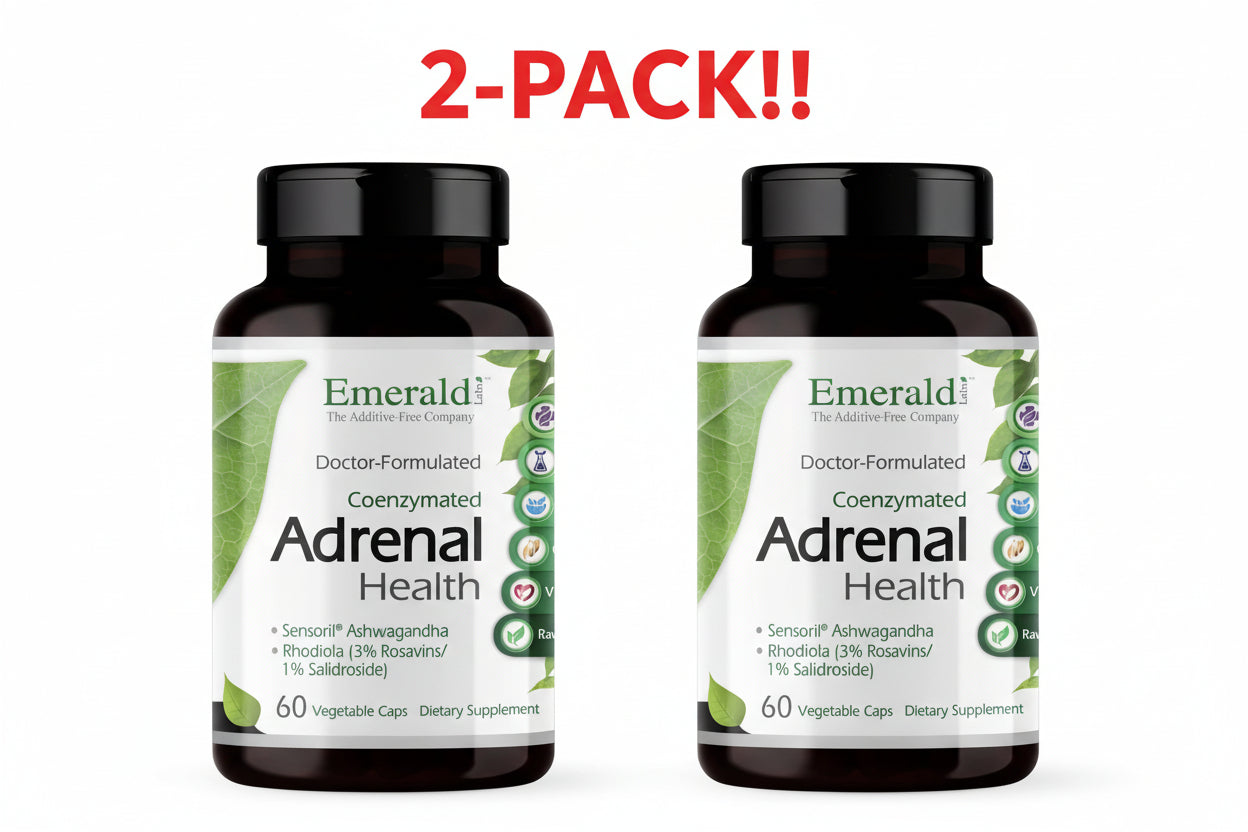 Emerald  Adrenal Health, Unflavored 60 Vegetable Capsules 2Pack! 120 Capsules Total