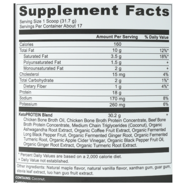 Ancient Nutrition Keto Protein Powder, Vanilla Flavor, 18g Protein, 19 oz (17 Servings)