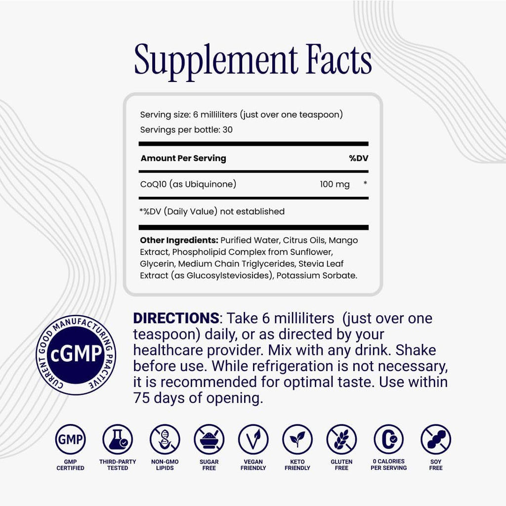 Rho Nutrition Liposomal CoQ10 Liquid (Unflavored) - 6 fl oz (2 x 3 fl oz), 60 Total Servings - High-Absorption Coenzyme Q10 for Heart Health & Energy 2-PACK