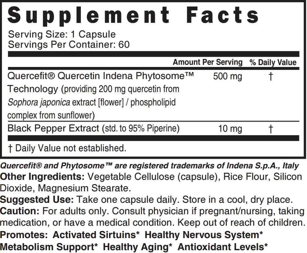 Nature's Fusions Nutri Quercetin+ With  Piperine 500mg 60 Vegan Capsules 2Pack! 120 Capsules Total